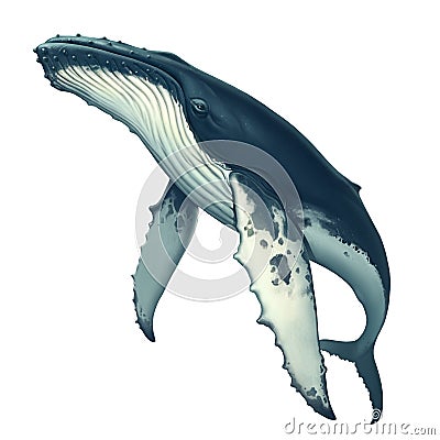 Humpback whale realistic isolated. Big gray whale. Stock Photo