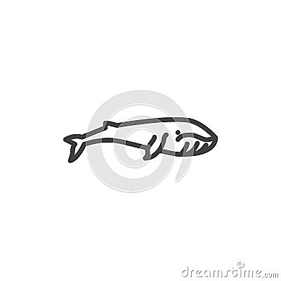 Humpback whale line icon Vector Illustration