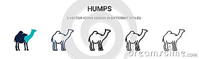 Humps icon in filled, thin line, outline and stroke style. Vector illustration of two colored and black humps vector icons designs Vector Illustration