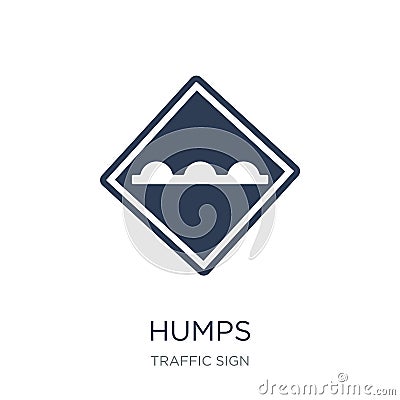 Humps sign icon. Trendy flat vector Humps sign icon on white background from traffic sign collection Vector Illustration