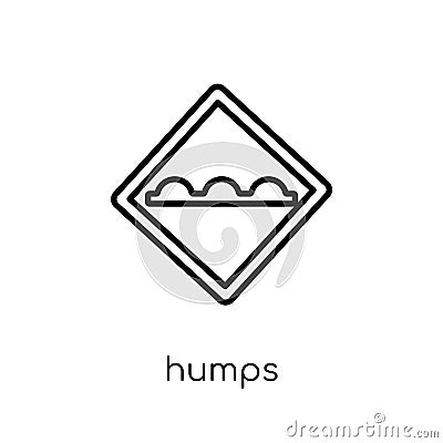 Humps sign icon. Trendy modern flat linear vector Humps sign icon on white background from thin line traffic sign collection Vector Illustration