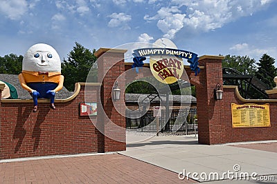 Humpty Dumpty sitting on the wall at Storybook Land Editorial Stock Photo