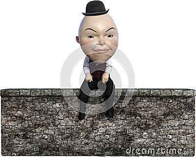 Humpty Dumpty, Wall, Isolated, Nursery Rhyme Stock Photo