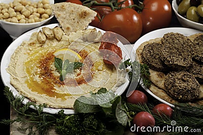 Humus and Falafels Stock Photo