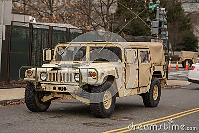 HUMV military hummer on guard at Washington DC USA Editorial Stock Photo