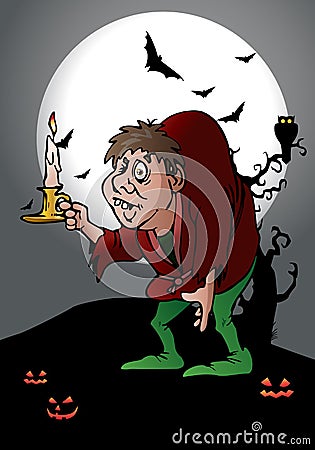 Hunchback hold candle Stock Photo