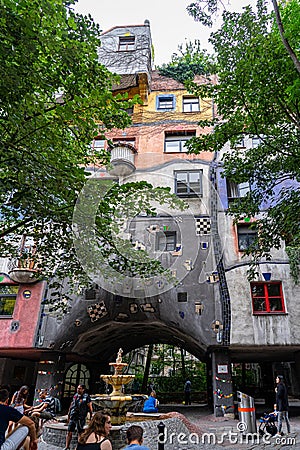 Hundertwasserhaus coloful house in Vienna Wien, Austria. Editorial Stock Photo