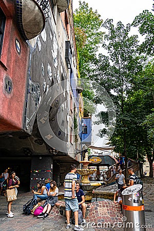 Hundertwasserhaus coloful house in Vienna Wien, Austria Editorial Stock Photo