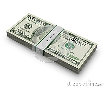 Hundred dollar banknotes with band Stock Photo