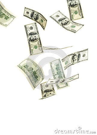 Hundred dollar banknotes falling Stock Photo