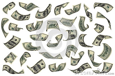 Hundred dollar bills falling Stock Photo