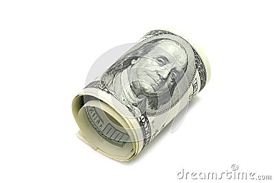 Hundred dollars rolled up Stock Photo