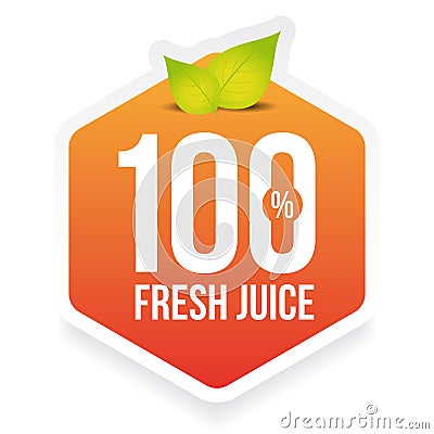 Hundred percent fresh juice label Vector Illustration