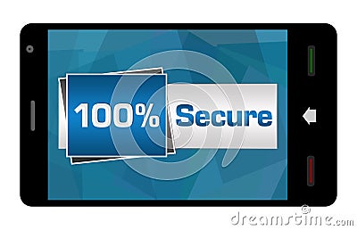 Hundred Percent Secure On Mobile Screen Stock Photo