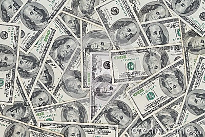 Hundreds of new Benjamin Franklin 100 dollar bills Stock Photo