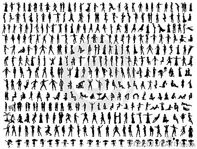 Hundreds of People Silhouettes Vector Illustration