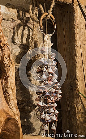 Hundreds of small ceramic bells Stock Photo