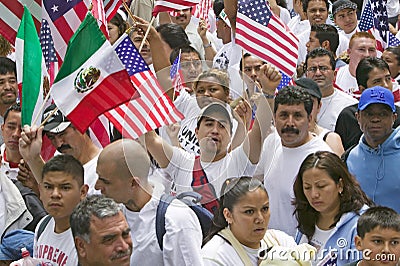 Hundreds of thousands of immigrants participate in march for Immigrants and Mexicans protesting against Illegal Immigration reform Editorial Stock Photo