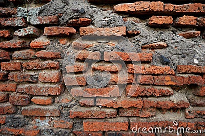 Hundreds of years old red brick walls are still intact and durable Stock Photo