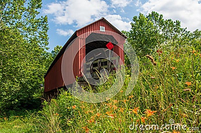 Hune Covered Bridge in Washington County, Ohio Stock Photo