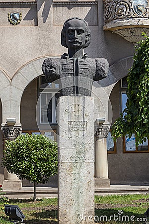 Statue of Iancu from Hunedoara Ioannes Corvinus or Ioan Huniade in Hunedoara, Transylvania. Stock Photo