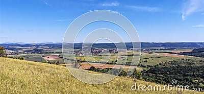 Hungarian countryside landscape with typical village in the background Stock Photo