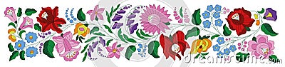 Hungarian embroidery folk pattern border Vector Illustration