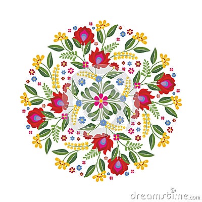 Hungarian Ethnic Folk Flower Design Stock Photo