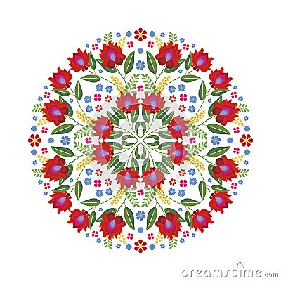 Hungarian Ethnic Folk Flower Design Stock Photo