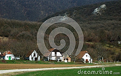 Hungarian farm in the mountains Stock Photo