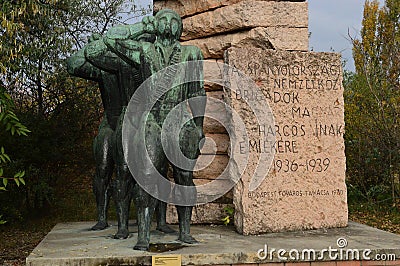 The Hungarian Fighters` in the Spanish International Brigades` Memorial at Memento Park Budapest Hungary Stock Photo