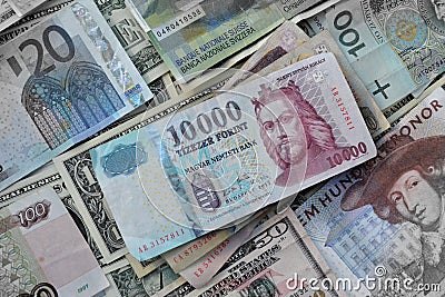 Hungarian Forint vs other currencies Stock Photo