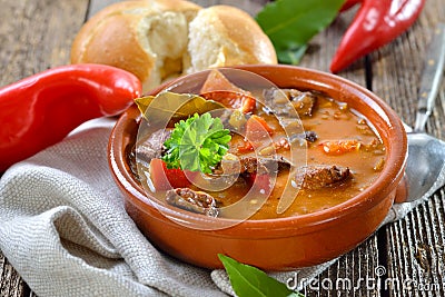 Hungarian goulash soup Stock Photo