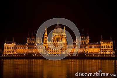 Hungarian parliament in Budapest at night Stock Photo