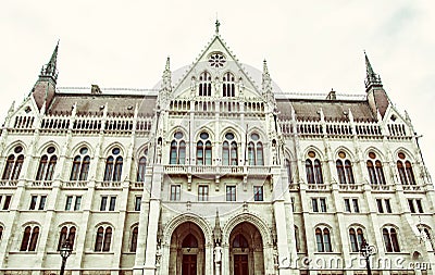 Hungarian parliament building in Budapest, old filter Stock Photo