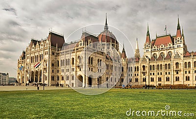 Hungarian Parliament building - moody sky Editorial Stock Photo