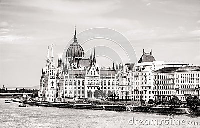 Hungarian parliament building - Orszaghaz and Danube river in Bu Stock Photo