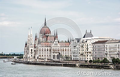 Hungarian parliament building - Orszaghaz and Danube river in Bu Stock Photo