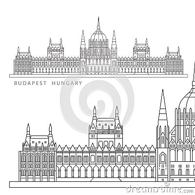 Hungarian Parliament Building. The symbol of Budapest, Hungary. Vector Illustration