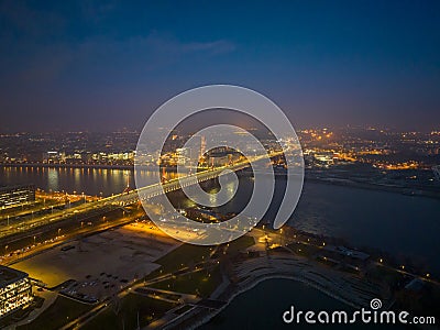 Hungary - Budapest landscape with the amazing highest skyscraper (MOL HQ) Stock Photo