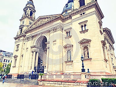Hungary Budapest St Stephen Basilica along Rhine river and Danube river Editorial Stock Photo