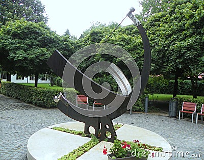 Hungary, Budapest, Vasarely Museum, exhibit in front of the entrance to the museum Editorial Stock Photo