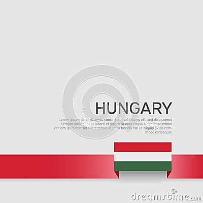 Hungary flag background. State hungarian patriotic banner, cover. Ribbon color flag of hungary on a white background. National Vector Illustration