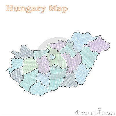 Hungary hand-drawn map. Vector Illustration