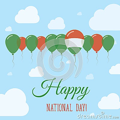 Hungary National Day Flat Patriotic Poster. Vector Illustration