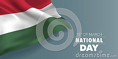 Hungary national day greeting card, banner with template text vector illustration Vector Illustration