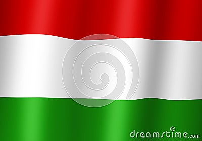 hungary national flag 3d illustration close up view Cartoon Illustration