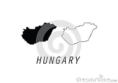 Hungary outline map national borders Vector Illustration