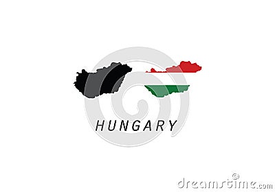 Hungary outline map national borders Vector Illustration