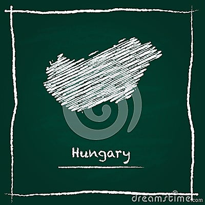 Hungary outline vector map hand drawn with chalk. Vector Illustration